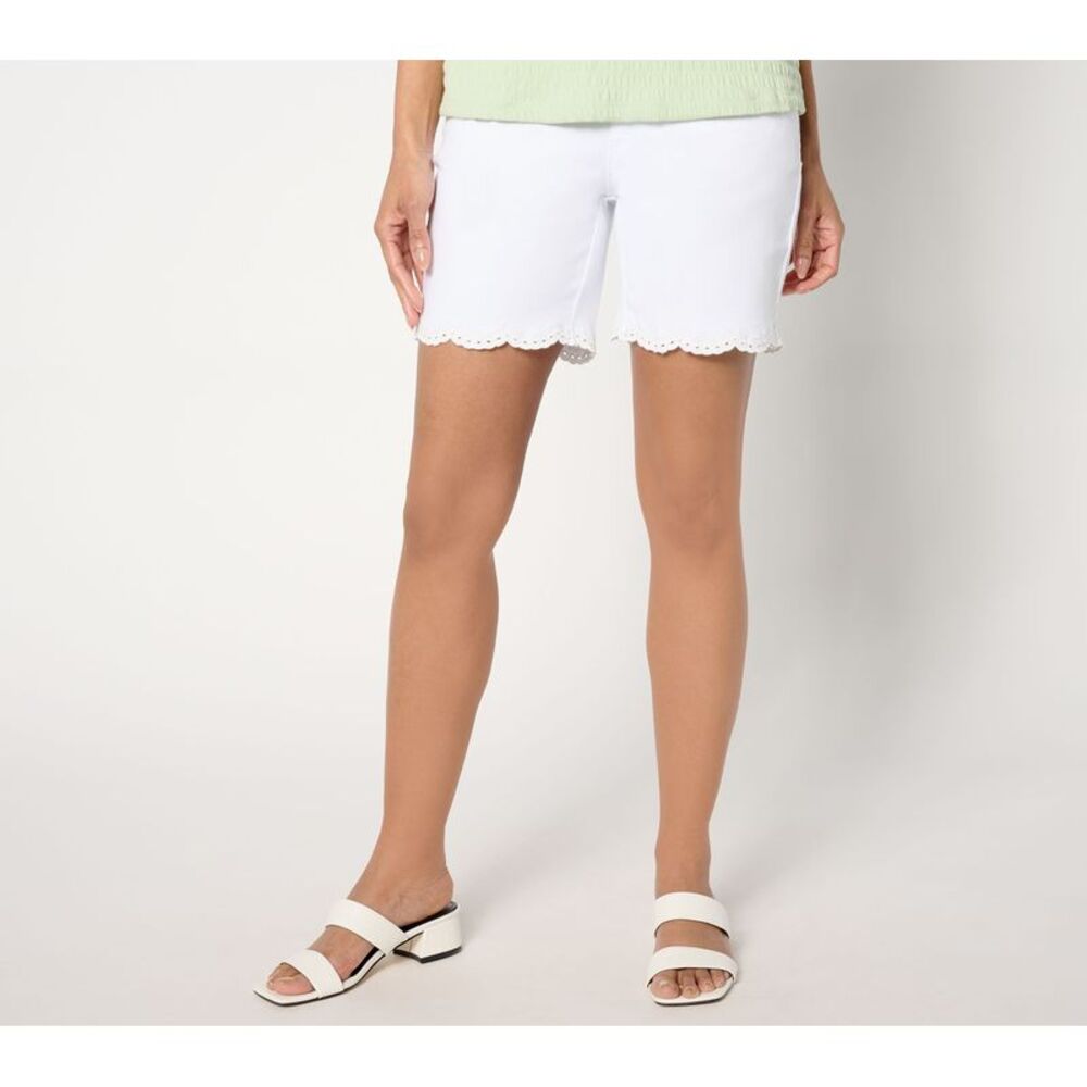 Belle by Kim Gravel Women's Pants Sz 14 TripleLuxe Twill Eyelet White A646315